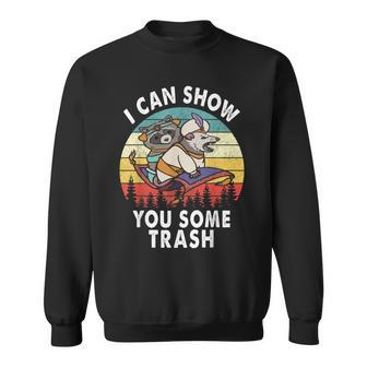 Vintage I Can Show You Some Trash Funny Racoon Opossum Men Women Sweatshirt Graphic Print Unisex - Thegiftio UK