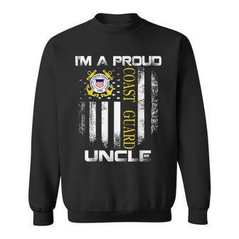 Vintage Im A Proud Coast Guard Uncle With American Flag Sweatshirt - Seseable