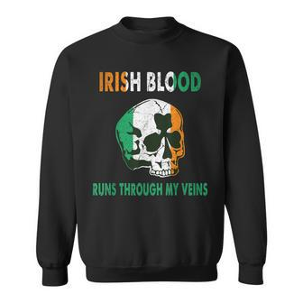 Vintage Irish Blood Run Through My Veins Flag Lover Gift Sweatshirt - Thegiftio UK