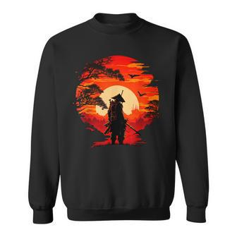 Vintage Japanese Samurai Fighter Martial Arts Retro Sunset Sweatshirt | Mazezy