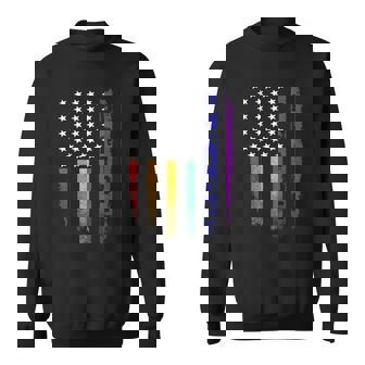 Vintage Lgbt Pride American Flag Gay Shirt Men Women Sweatshirt Graphic Print Unisex - Thegiftio UK