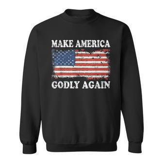 Vintage Make America Godly Again Men Women Sweatshirt Graphic Print Unisex - Thegiftio UK