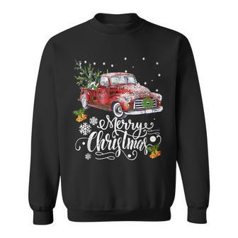 Vintage Merry Christmas Wagon Red Truck Pajama Family Xmas Men Women Sweatshirt Graphic Print Unisex - Seseable