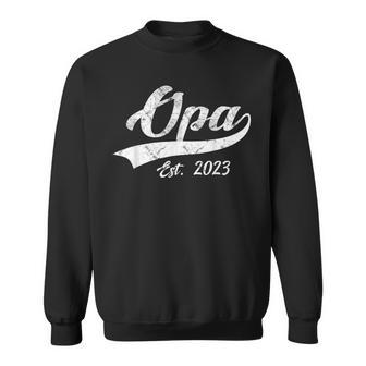 Vintage Opa Est 2023 Fathers Day Dad Papa Grandpa Men Sweatshirt - Seseable