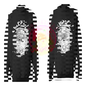 Vintage Pink Christmas Vibes Funny Pink Santa Claus Men Women Sweatshirt Graphic Print Unisex - Seseable