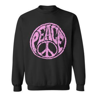 Vintage Pink Peace Sign 60S 70S Hippie Retro Peace Symbol Sweatshirt | Mazezy