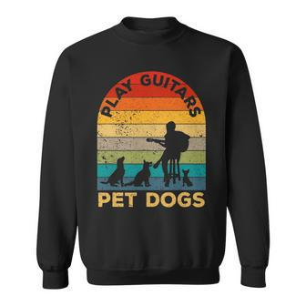 Vintage Play Guitars Pet Dogs - Dog And Music Lovers Gifts Sweatshirt - Seseable