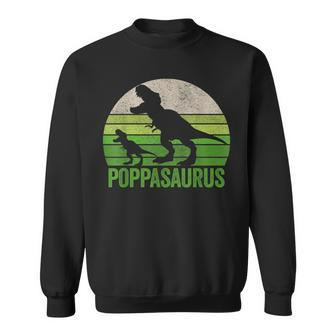 Vintage Poppasaurus Dad Apparel Funny Poppa Two Dinosaurs Sweatshirt - Seseable