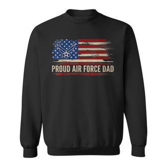 Vintage Proud Air Force Dad American Flag Veteran Gift Sweatshirt - Seseable