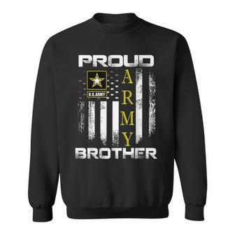 Vintage Proud Army Brother With American Flag Gift Sweatshirt - Seseable