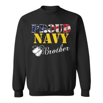 Vintage Proud Navy Brother With American Flag Gift Veteran Sweatshirt - Seseable