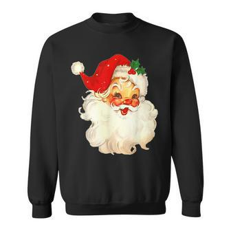 Vintage Red Santa Claus Red Christmas Design V2 Men Women Sweatshirt Graphic Print Unisex - Seseable