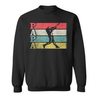 Vintage Retro Baseball Player Papa Silhouette Distressed Sweatshirt - Seseable