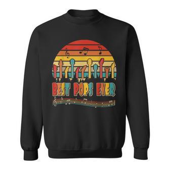 Vintage Retro Best Pops Ever Funny Guitarist Guitar Lover Sweatshirt - Seseable