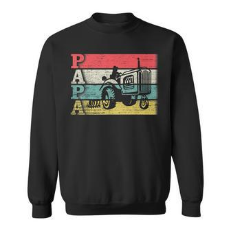 Vintage Retro Farm Farmer Tractor Papa Silhouette Distressed Sweatshirt | Mazezy