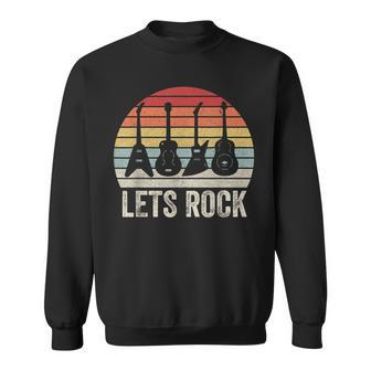 Vintage Retro Lets Rock Rock And Roll Guitar Music Sweatshirt | Mazezy