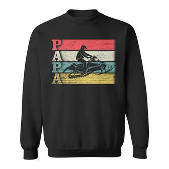 Vintage Retro Snowmobile Papa Snowmobiling Silhouette Funny Sweatshirt - Seseable