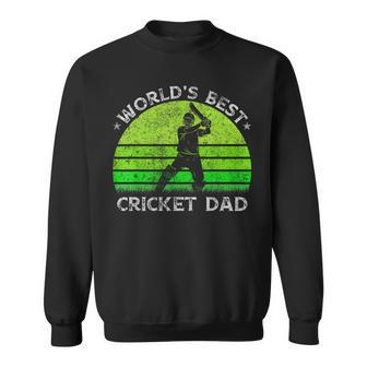 Vintage Retro Worlds Best Cricket Dad Silhouette Sunset Sweatshirt | Mazezy