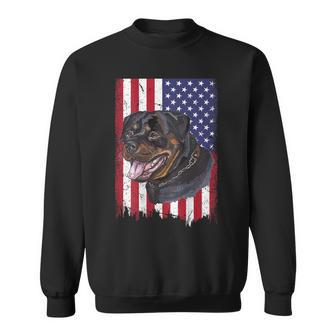 Vintage Rottweiler Dag Lover Fathers Day Usa American Flag Sweatshirt | Mazezy