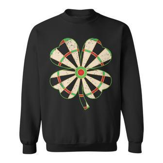Vintage Shamrock Leaf Lucky Darts St Patricks Day Sweatshirt | Seseable UK