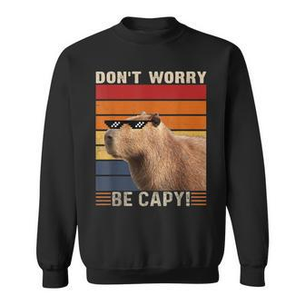 Vintage Sunset Dont Worry Be Capy Funny Capybara Sweatshirt | Mazezy