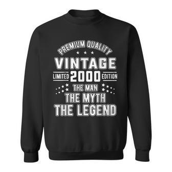 Vintage The Man Myth Legend 2000 22Nd Birthday 22 Years Old Gift For Mens Sweatshirt - Seseable