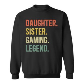 Vintage Tochter Schwester Gaming Legend Sweatshirt, Retro Gamer Girl Design - Seseable