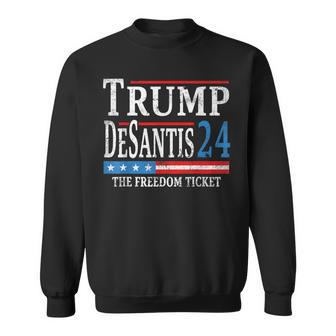 Vintage Trump Desantis 2024 The Freedom Ticket Usa Flag Sweatshirt | Mazezy