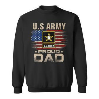 Vintage US Army Proud Dad With American Flag Sweatshirt - Seseable