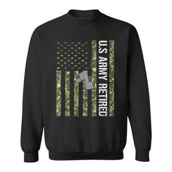 Vintage Us Army Retired American Flag Camo Veteran Day Gift Men Women Sweatshirt Graphic Print Unisex - Seseable