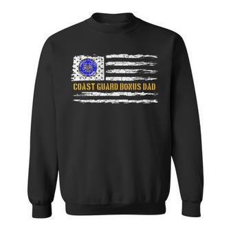 Vintage Usa American Flag Proud Us Coast Guard Bonus Dad Sweatshirt - Seseable