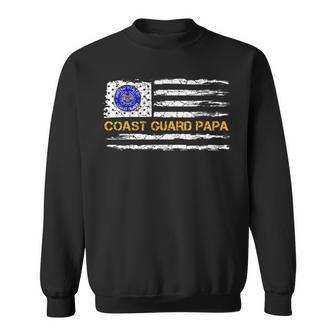 Vintage Usa American Flag Proud Us Coast Guard Veteran Papa Sweatshirt - Seseable