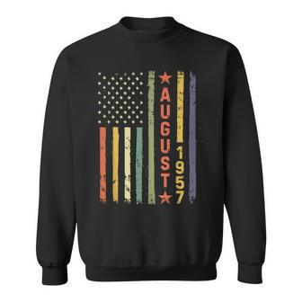 Vintage Usa Flag Awesome Since August 1957 62Th Birth Sweatshirt - Seseable