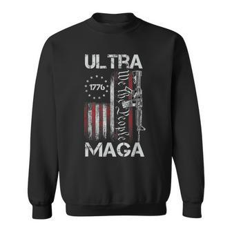 Vintage Usa Flag Ultra Maga Gun Usa 4Th Of July Trump 2024 Sweatshirt - Seseable