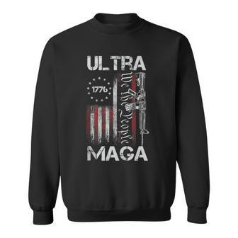 Vintage Usa Flag Ultra Maga Gun Usa 4Th Of July Trump 2024 Sweatshirt | Mazezy
