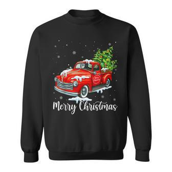 Vintage Wagon Christmas Red Truck Pick Up Funny Xmas Holiday Men Women Sweatshirt Graphic Print Unisex - Seseable