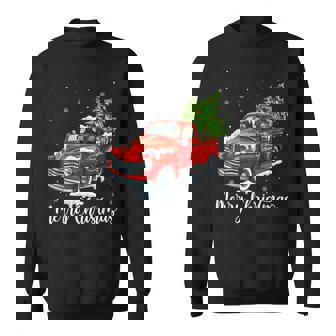 Vintage Wagon Christmas Red Truck Pick Up Funny Xmas Holiday Men Women Sweatshirt Graphic Print Unisex | Seseable CA