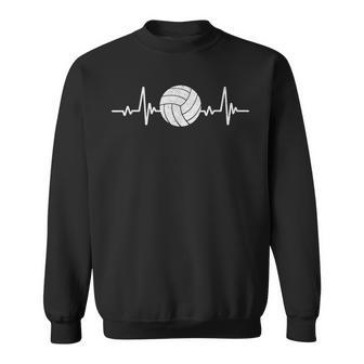 Volleyball Lover Heartbeat Vintage Retro Volleyball Player Sweatshirt - Seseable