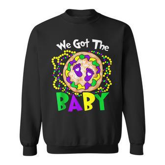 We Got The Baby Funny Mardi Gras Pregnancy Announcement V2 Sweatshirt - Seseable