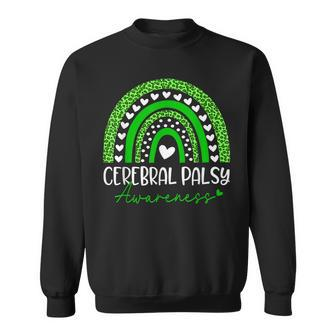 We Wear Green Cerebral Palsy Cp Awareness Rainbow Leopard Sweatshirt | Mazezy