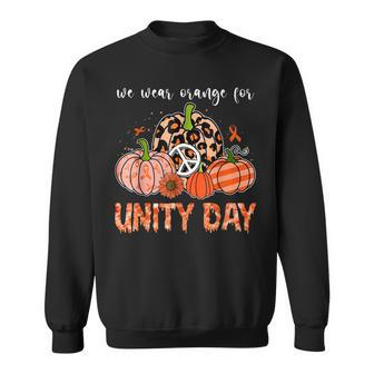 We Wear Orange For Unity Day Peace Pumpkin Halloween Men Women Sweatshirt Graphic Print Unisex - Thegiftio UK