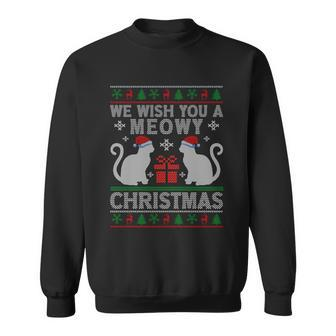 We Wish You A Meowy Catmas Santa Hat Ugly Christmas Sweater Gift Sweatshirt - Monsterry CA
