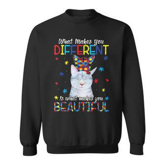 What Makes You Different Cat Mom Autism Child Awareness Sweatshirt | Mazezy