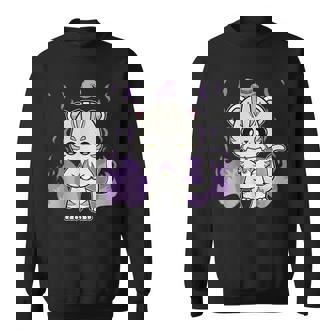 White Tiger Anime Cat Magic Witch Hat Men Women Sweatshirt Graphic Print Unisex - Thegiftio