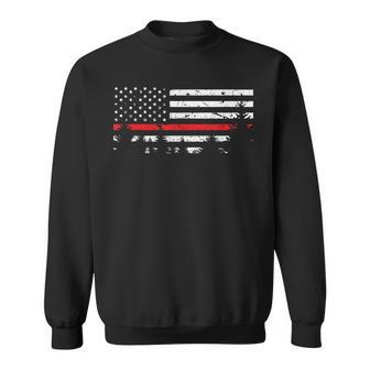 Wildland Firefighter Red Line American Flag Sweatshirt - Seseable