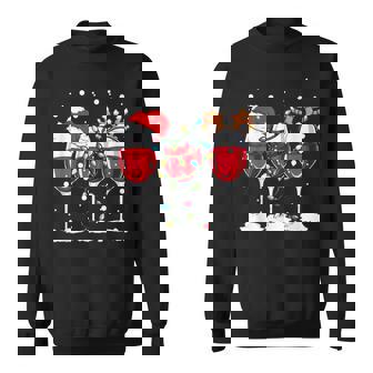Wine Glass Christmas Santa Hat Reindeer Funny Christmas Gift Men Women Sweatshirt Graphic Print Unisex - Thegiftio UK