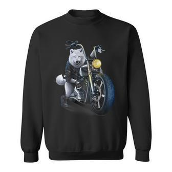 Wolf Riding Chopper Motorcycle In Full Moon Sweatshirt - Seseable