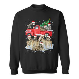 Wolf Riding Red Truck Merry Christmas X Mas Ugly Men Women Sweatshirt Graphic Print Unisex - Seseable