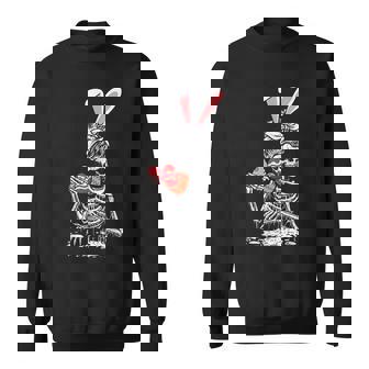 Woman Skeleton Bunny Ears Egg Hunting Easter Bones Spring Sweatshirt - Thegiftio UK