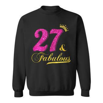 Womens 27 And Fabulous Diamond Crown Happy 27Th Birthday Men Women Sweatshirt Graphic Print Unisex - Thegiftio UK